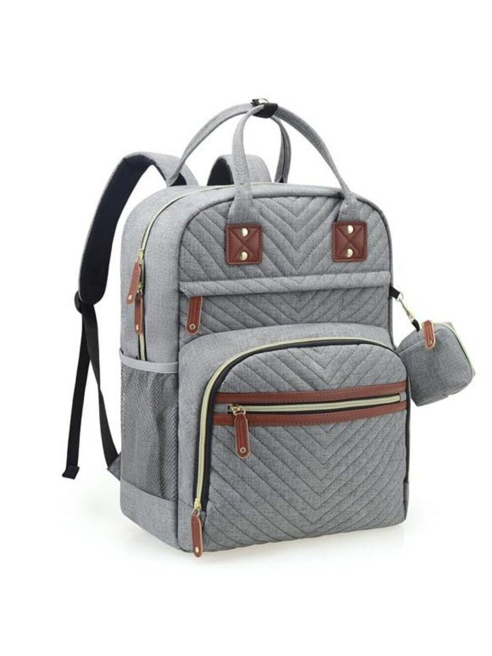 Tuwubi Diaper Bag Backpack Baby Travel Tote Waterproof Stroller Straps Grey
